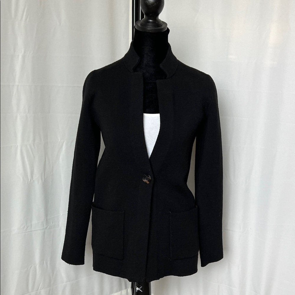 H Halston One Button Cardigan Sweater